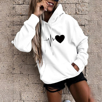 Sharon | Sweatshirt Met Hart En Klop Print Voor Vrouwen