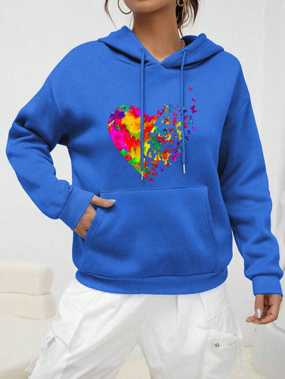 Calypso kleurrijke vlinder hart print hoodie