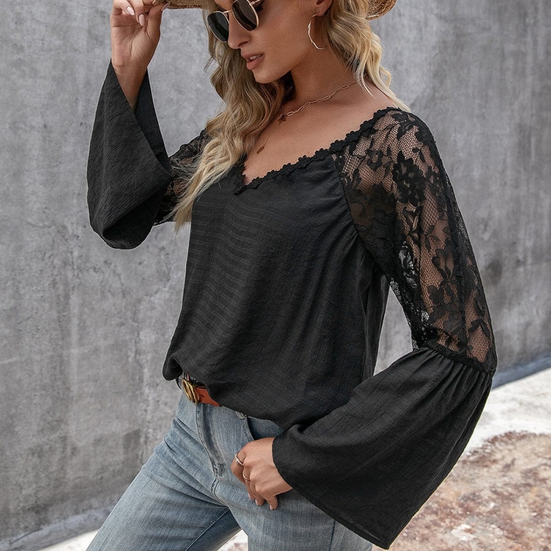 Celeste Kanten Blouse Met Lange Mouwen