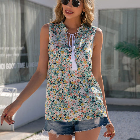 Bloem Muze Mouwloze Blouse