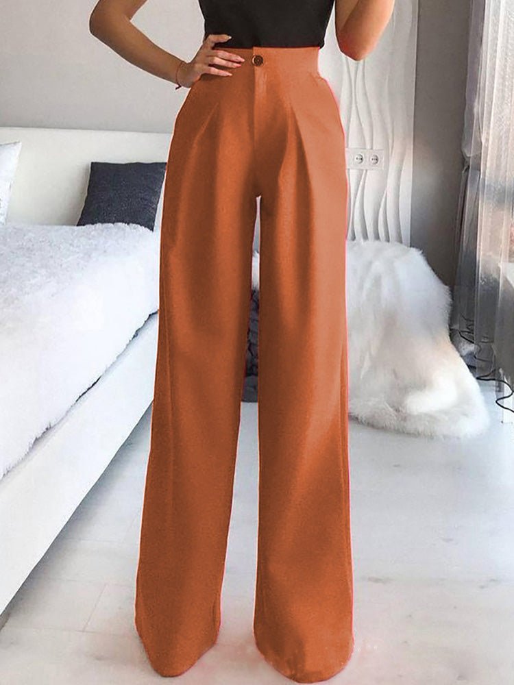 Broek Effen Casual Rechte Broek Met Wijde Pijpen