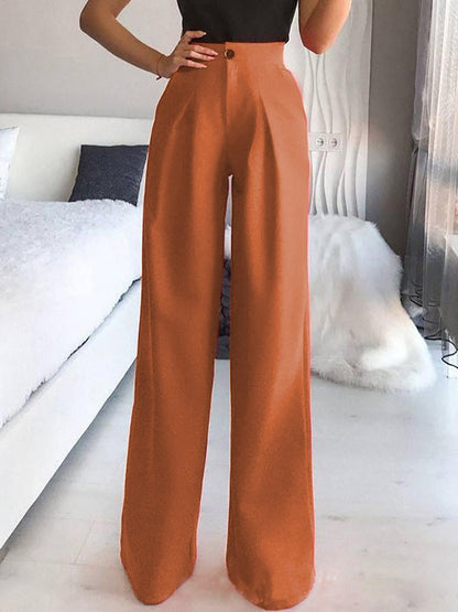 Broek Effen Casual Rechte Broek Met Wijde Pijpen