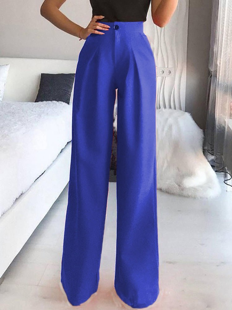 Broek Effen Casual Rechte Broek Met Wijde Pijpen