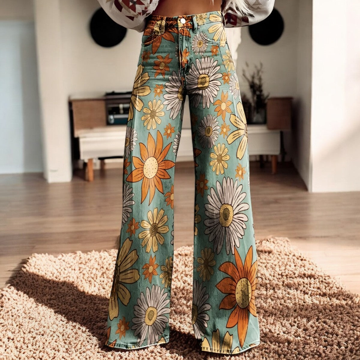 Luna | Wijde Broek met Bloemenprint | Boho Chic | Zachte Stof