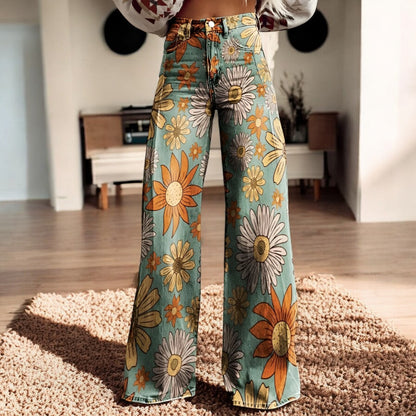 Luna | Wijde Broek met Bloemenprint | Boho Chic | Zachte Stof