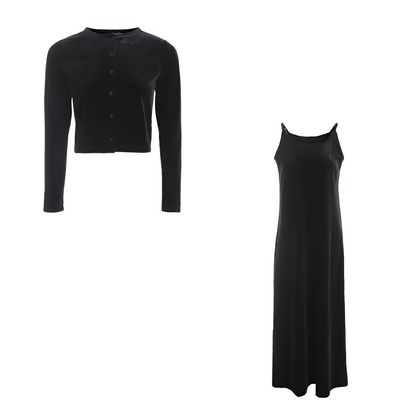 Sira | Elegant fluwelen gilet & riemen jurk set